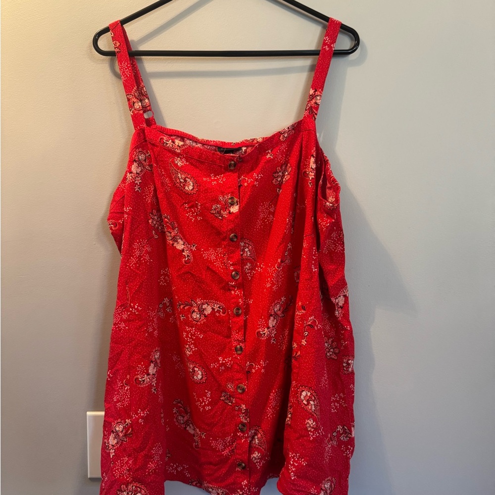Torrid Red Floral Sleeveless Blouse